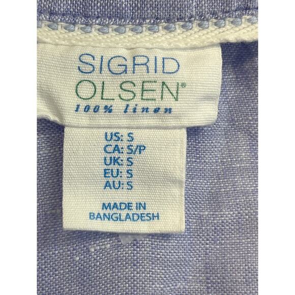 Sigrid Olsen Womens S Lavender 100% Linen V Neck 3/4 Sleeves Coastal Cool - Picture 3 of 6